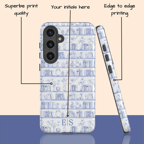 Custom Initials Toile Bookshelf Floral Galaxy Case